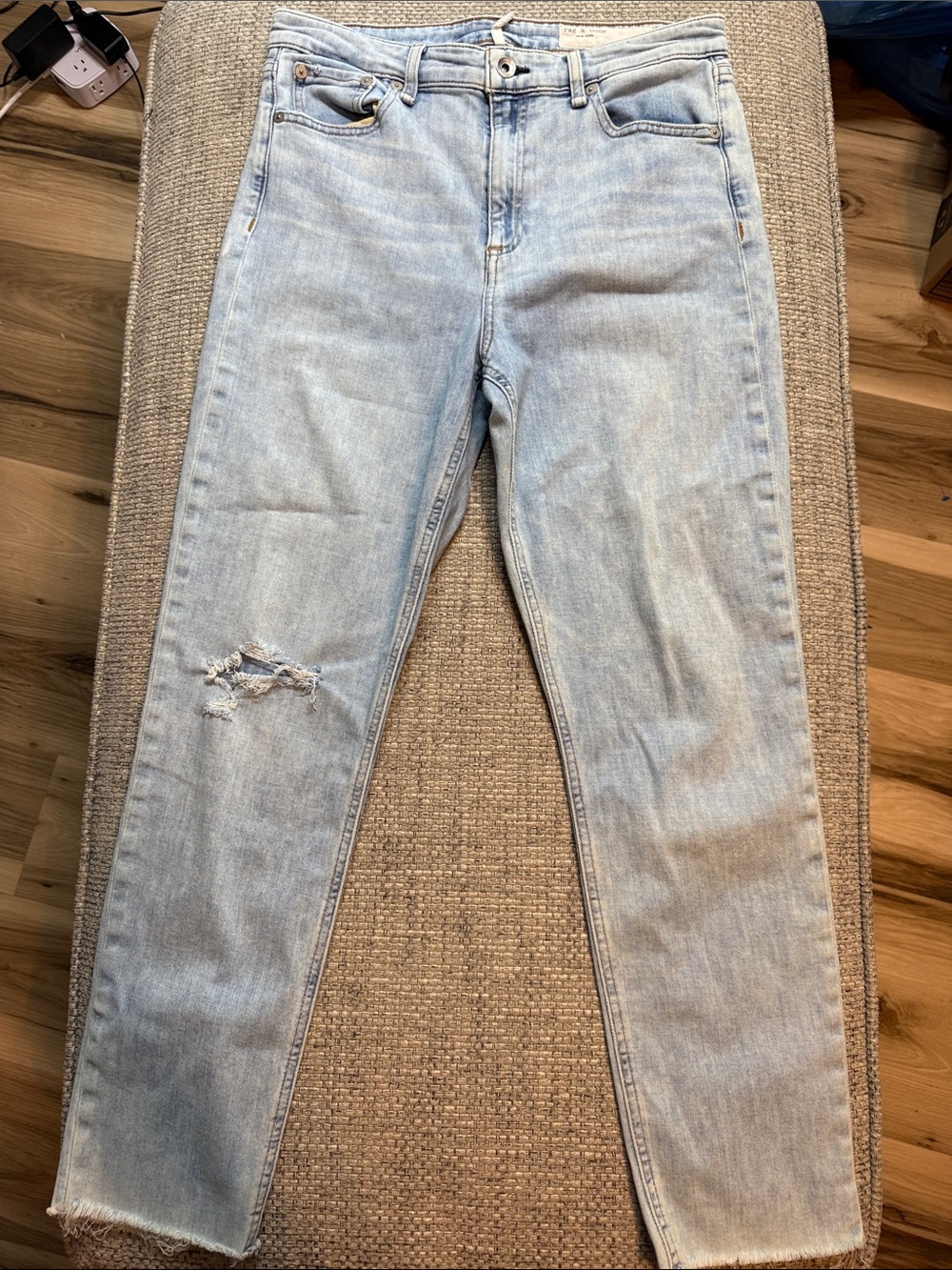 Rag & Bone Nina Ripped High Rise Waist Ankle Cigarette Denim size 29